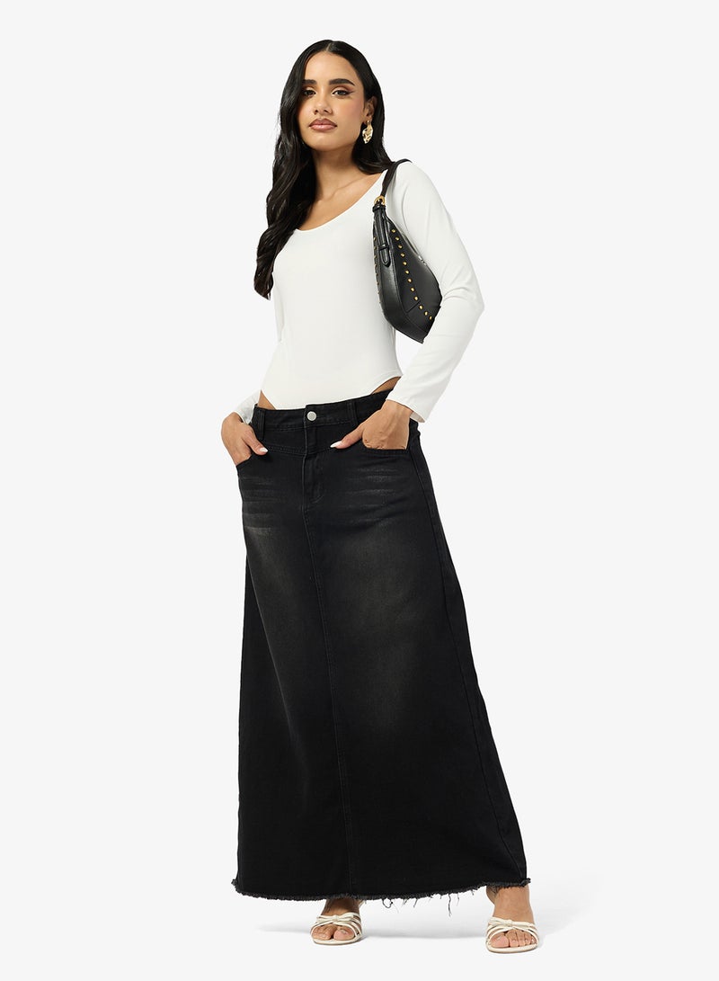 Ginger Denim A Line Maxi Skirt - Image 4